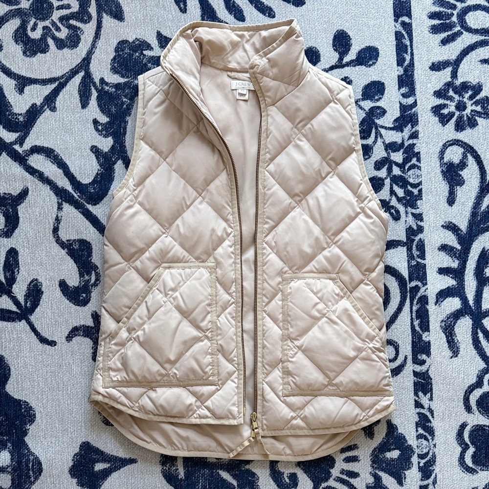 J Crew Cream Quilted Vest XS